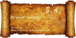 Breier Anikó névjegykártya